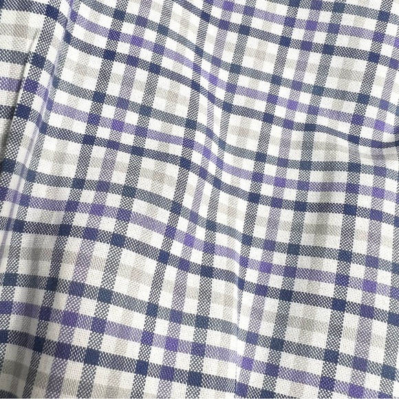 Nautica Plaid Casual Button Down Shirt Men’s Size 17 - 34/35 Tan Blue & Purple - Picture 3 of 10